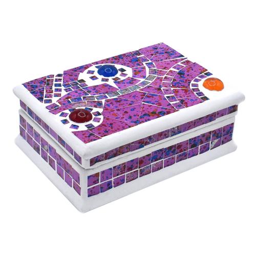 Jewellery box mosaic pink/red