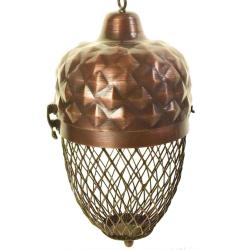 Hanging bird feeder acorn shape metal 13x21cm