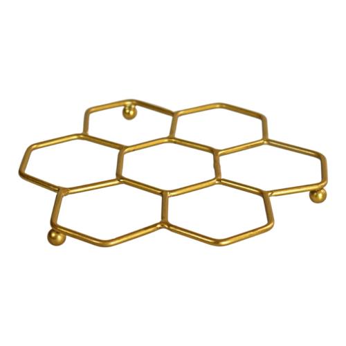 Trivet/pan stand gold colour metal 18 x 18 x 1cm