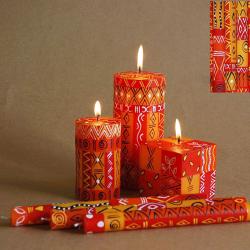 3 hand painted candles in gift box, Zahabu