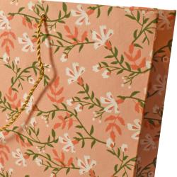 Gift Bag Handmade Paper Floral Design on Pink 38 x 28 x 10cm