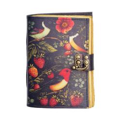 Birds & Strawberries Notebook Journal with Clasp 13 x 18cm