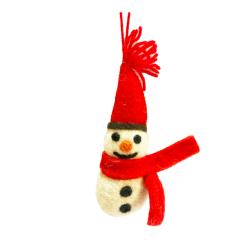 Hanging Decoration Handcrafted Felt Snowman + Scarf 7 x 12cm