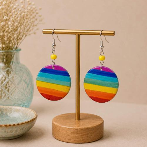 Earrings Rainbow Round 2.8 x 2.3cm