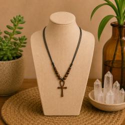 Pendant Sonokeling Rosewood, Looped Cross