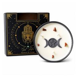 Candle with Gemstone Esoteric Good Fortune, Patchouli + Orange 200g
