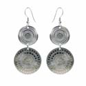 Earrings silver colour, 2 patterned circles