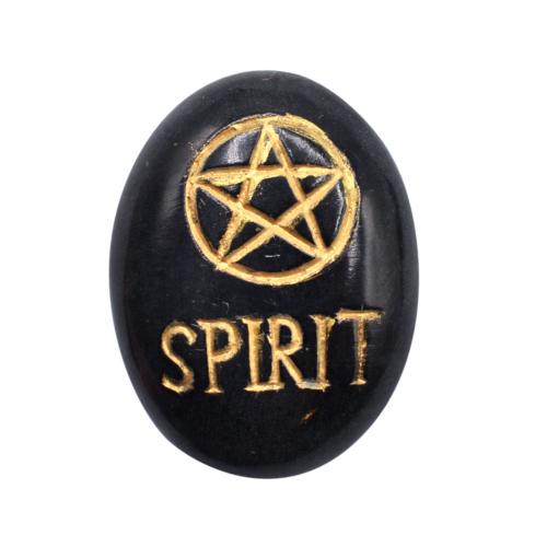 Pebble / paperweight black with gold coloured lettering, SPIRIT 4 x 3cm