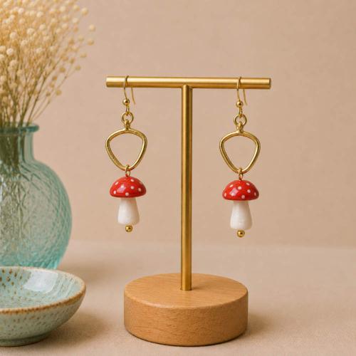 Earrings with Red and White Toadstool
