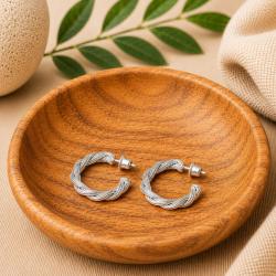 Ear Studs Silver Colour Weave
