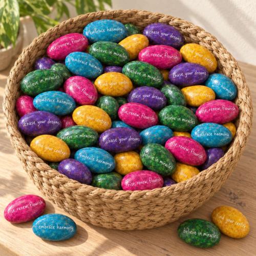 Live your life pebbles, set of 50, 5 designs