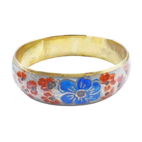 Bangle Floral Blue with Small Red Flowers
