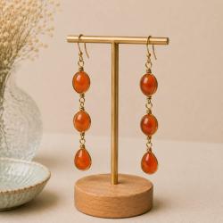 Earrings double drop carnelian