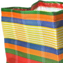 Planter plant holder recycled plastic cement bags, multicoloured bright stripes 15x15x15cm