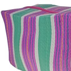 Toiletries/wash bag recycled plastic cement bags, green pink stripes 22x12x11cm