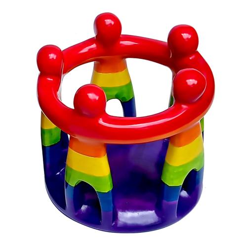 Kisii stone t-lite holder, rainbow circle of friends