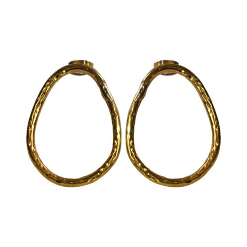 Earrings, Brass irregular oval hoop 3 (L) x 2 (W) cm