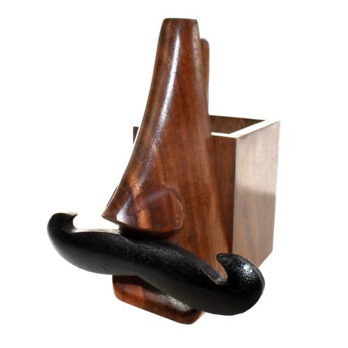 Spectacle stand holder moustache with pencil box Sheesham wood 7 x 15 x 11cm