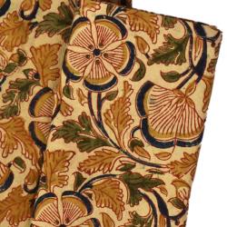 2 handmade floral block print cotton napkins natural vegetable dyes 34x50cm