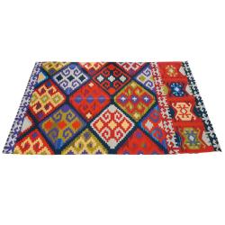 Rug indoor or outdoor, recycled plastic 80 x 120cm diamonds multicolour