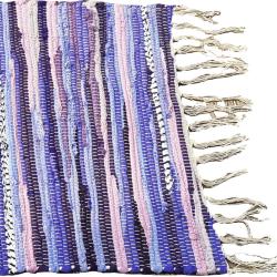 Rag rug, recycled material, purple 50x90cm
