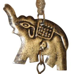Hanging bell recycled wrought iron, elephant 6 x 10cm