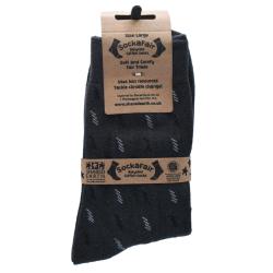 Socks Recycled Cotton / Polyester Dark Grey With Squiggles Shoe Size UK 7-11 Mens
