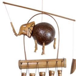 Bamboo windchime coconut elephant 110cm