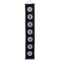 Hanging banner, Chakra symbols white on black