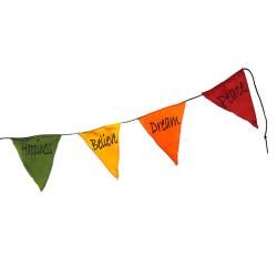 Bunting, words of hope and love etc, multicoloured