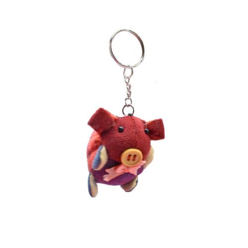 Crochet Keyring Pig With Button Nose
