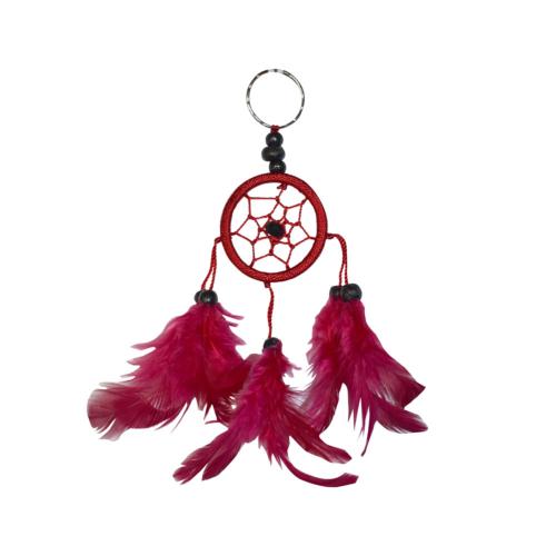 Small dreamcatcher - keyring or decorative hanging, 4.5cm diameter red