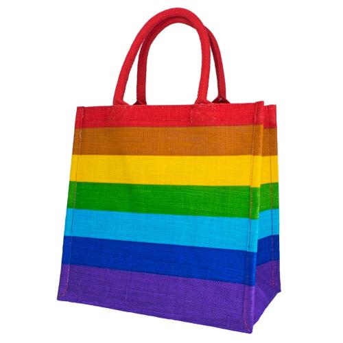 Jute shopping bag, rainbow
