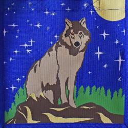 Jute shopping bag, wolf and stars 30x30cm