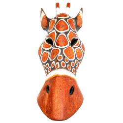 Mask Albesia Wood Giraffe Orange / Brown Spots 20cm