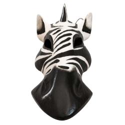 Mask Albesia Wood Zebra Black Stripes on White 20cm