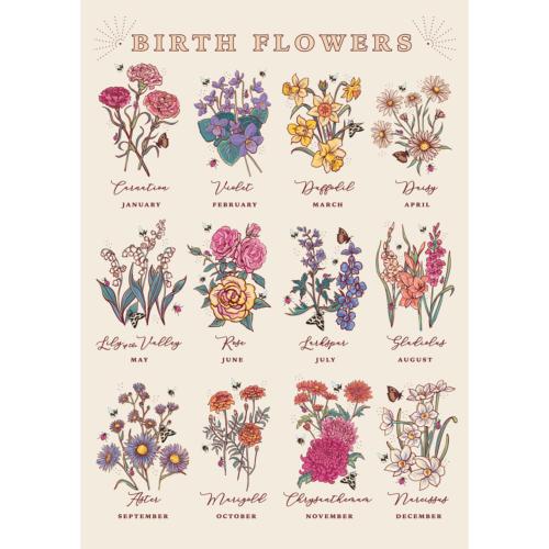 Greetings card "Birth Flowers" 12x17cm