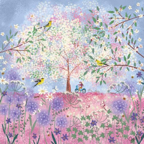 Greetings card "Periwinkle Spring Flora" 16x16cm