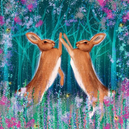Greetings Card, Hares the Duel, 16x16cm