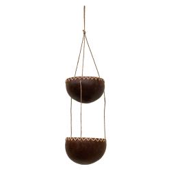 Coconut planter/light holder 2-tier natural