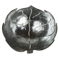 Coconut bowl silver colour lacquer inner, leaf design