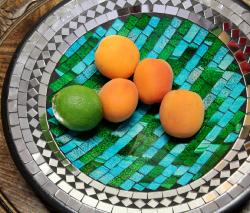Bowl, mosaic, 30cm turquoise with mirrors