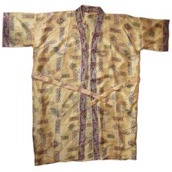 Kimono recycled silk mustard one-size