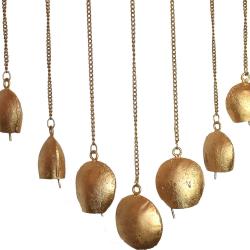 Hanging windchime 9 bells recycled brass indoor or outdoor 44x36cm
