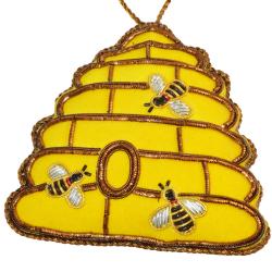 Hanging decoration, embroidered velvet, beehive