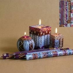 3 hand painted candles in gift box, Kabisa