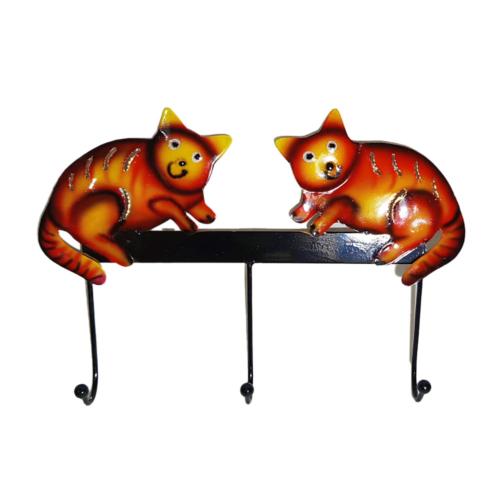 Triple Coat Hook Metal Cats 25x4x17cm