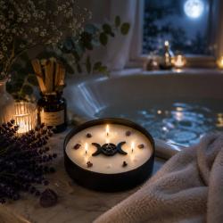Candle with Gemstone Esoteric Purifying Moon, Palo Santo + Lavender 200g