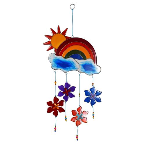 Suncatcher Sun, Rainbow, Clouds, Flowers