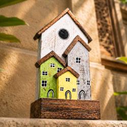 Village Decorative Ornament Albesia Wood 30cm height